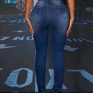 High Waist Ripped Detail Skinny Jeans